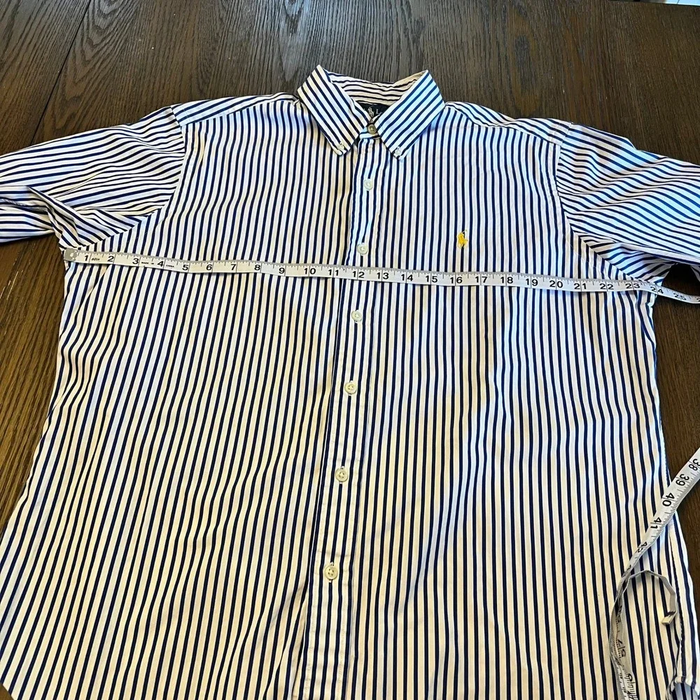 Ralph Lauren Button Down Shirt Cotton Striped Preppy Classic Large Navy White - Picture 5 of 9